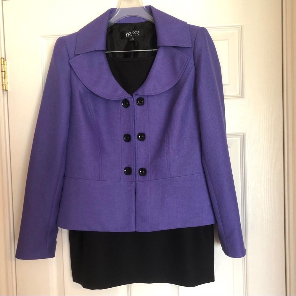 Kasper purple and black skirt suit. Size 10.